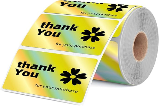2.25x1.25 Inch Thermal Labels Gold, Holographic Sliver Barcode Thermal Labels for Thermal Printer and Small Business, Multi-Purpose Rectangle Stickers, 500 Sheets/Roll-DeskLoop Office