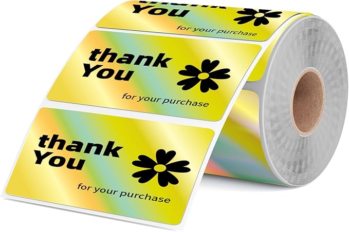2.25x1.25 Inch Thermal Labels Gold, Holographic Sliver Barcode Thermal Labels for Thermal Printer and Small Business, Multi-Purpose Rectangle Stickers, 500 Sheets/Roll-DeskLoop Office