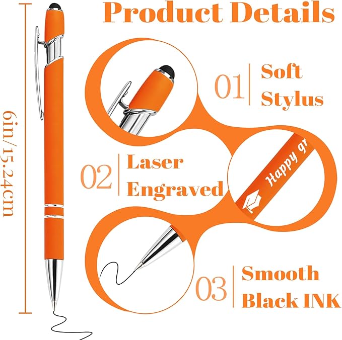 Personalized Ballpoint Pens Bulk with Stylus, Custom Pen Engraving Name Logo Text, Gifts for Business School Christmas Birthday Office Graduation-DeskLoop Office