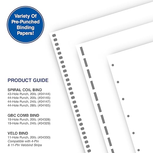 PrintWorks Professional Pre-Punched Spiral Binding Paper - 44-Hole (4:1 Pitch Hole Punch) - Book Binding Printer Paper - Made in the USA - 400 Sheets - 8.5" x 11" - 28 lb - 92 Bright White (04165)-DeskLoop Office