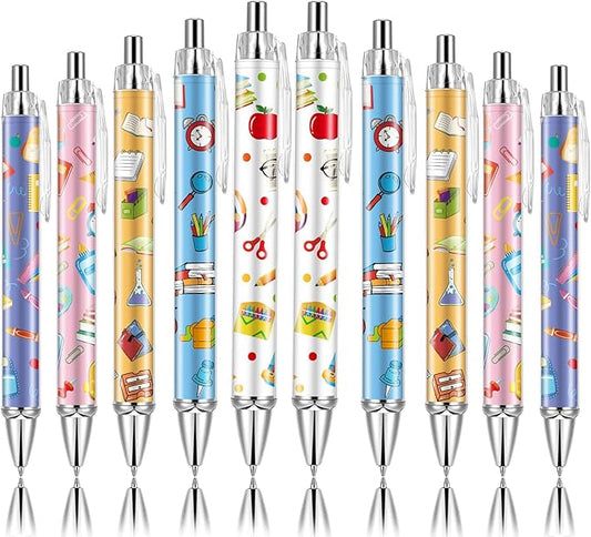 10 PCS Back to School Pens Welcome Back to School Ballpoint Pens First Day of School Party Favors with 1mm Black Ink Replaceable Ballpoint Pen Refill for Classroom Rewards-DeskLoop Office