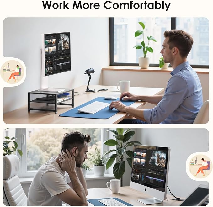 Desk Organizers and Accessories, Computer Monitor Stand Riser, Printer & Laptop Stand, Office Desk Accessories & Desktop Workspace Organizers for Office Supplies (Black)-DeskLoop Office