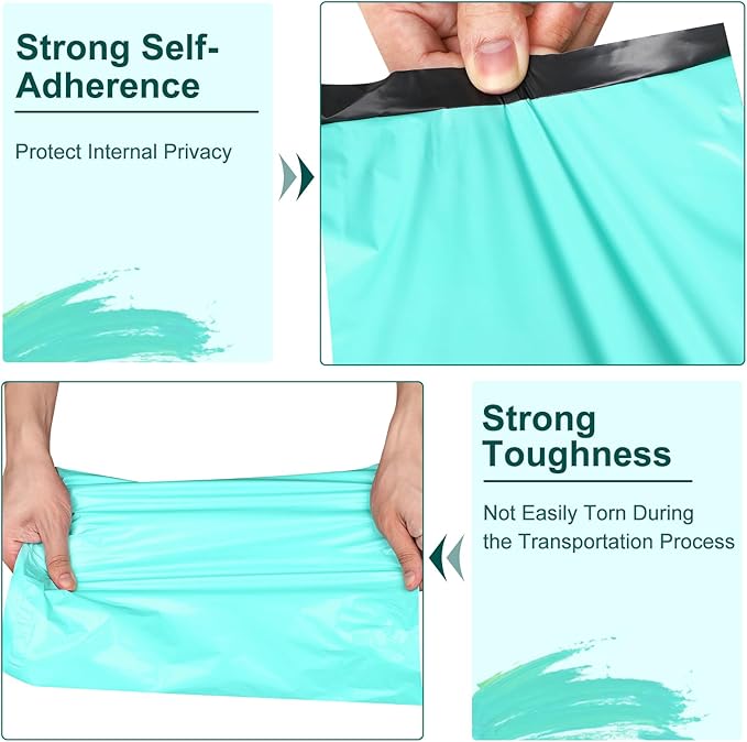 Poly Mailers 10x13 Inch 200 Pcs, Teal Shipping Bags, Mailing Envelopes with Self Seal Adhesive Strip, Waterproof and Tear-Proof Poly Bags for Non-Fragile Items-DeskLoop Office