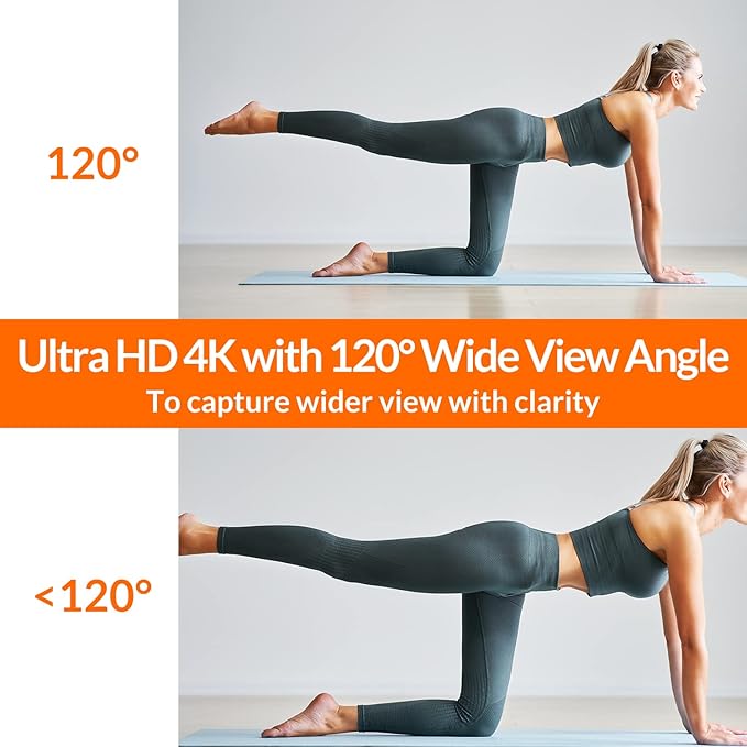 Innex C470 4K Webcam with Microphone, AI Auto-Framing, 5X Digital Zoom, Auto Light Correction, for Zoom, Microsoft Teams, 120 Degree Wide Angle Webcam for PC, Mac, Windows, Video Call, Live Streaming-DeskLoop Office