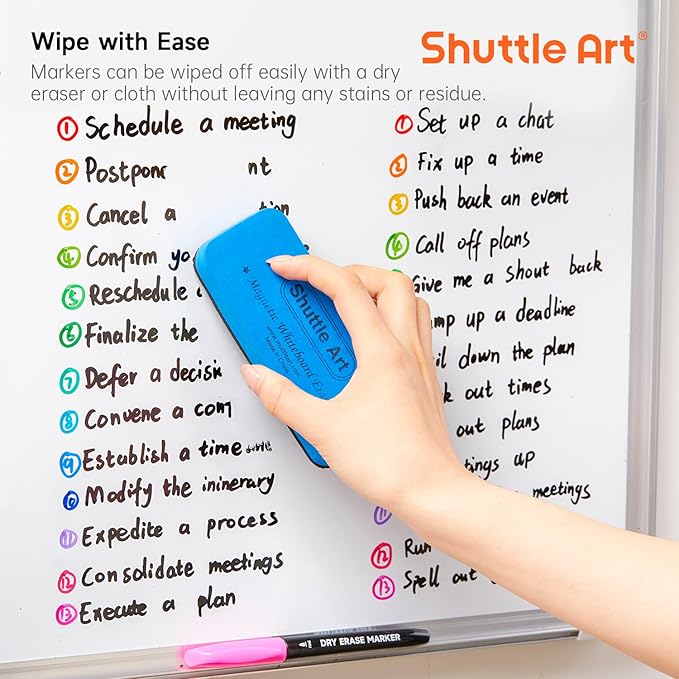 Shuttle Art Dry Erase Markers, 32 Pack 16 Colors Whiteboard Markers,Fine Tip Dry Erase Markers for Kids,Perfect For Writing on Whiteboards,Dry-Erase Boards,Mirrors,Calender,School Office Supplies-DeskLoop Office