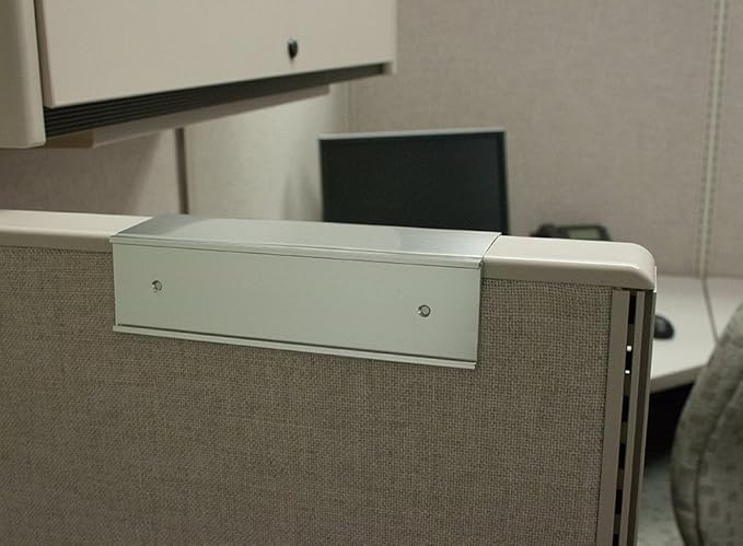 Quality Aluminum, Changeable Cubicle Nameplate Holder, Satin Silver Base, and Silver Name Plate Holder, Guaranteed Not to Crack (2.5" Cubicle Wall Depth)