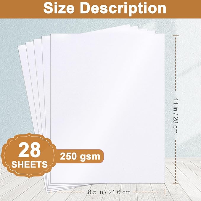 28 Sheets White Shimmer Cardstock 8.5 x 11 Printer Paper, 250gsm/92lb Heavyweight Paper Card Stock for DIY Card Making, Business Cards, Wedding Invitations, Menus, School Crafts-DeskLoop Office