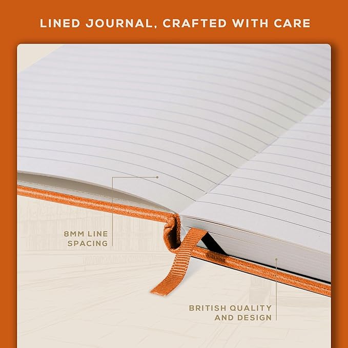 BEECHMORE BOOKS Lined Journal Notebook, 5.8 x 8.3 inch, A5 160 Lined Pages, Hardcover Leather Journals for Women, Men, Writing and Notebooks for Work - 120 GSM Thick Paper, Gifts Box Included-DeskLoop Office