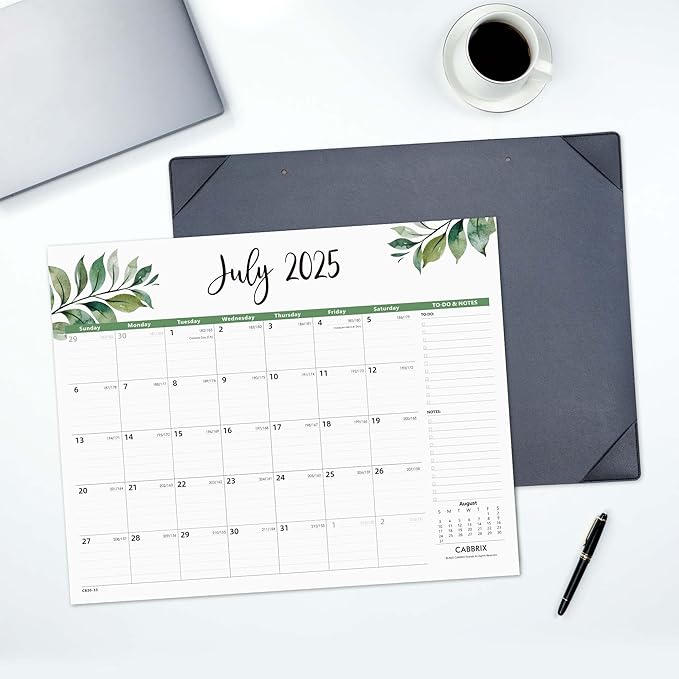 Large Desk Calendar 2025-2026 with Desktop Mat, Cabbrix Desk Pad Calendar 22 x 17 Inch Covering July 2025 to June 2026, Desk Blotter Calendar 2025 for Home School and Office-DeskLoop Office