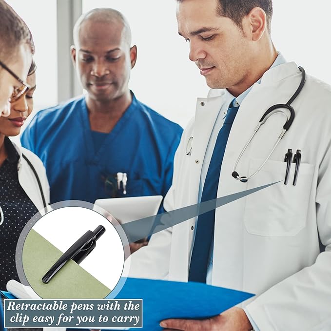 Nuanchu 200 Pcs Retractable Ballpoint Pen Medium Point 1.0mm Black Gel Pens Long Lasting Writing Pens for Office University College School Everyday Use-DeskLoop Office