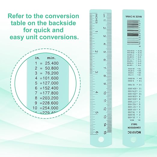 PATIKIL 15cm/6" Metal Ruler, 2 Pack Aluminum Alloy Rulers with Centimeters, Millimeters, Inches and Conversion Table Straight Edge Ruler for Writing Machinist Drafting, Blue Green-DeskLoop Office