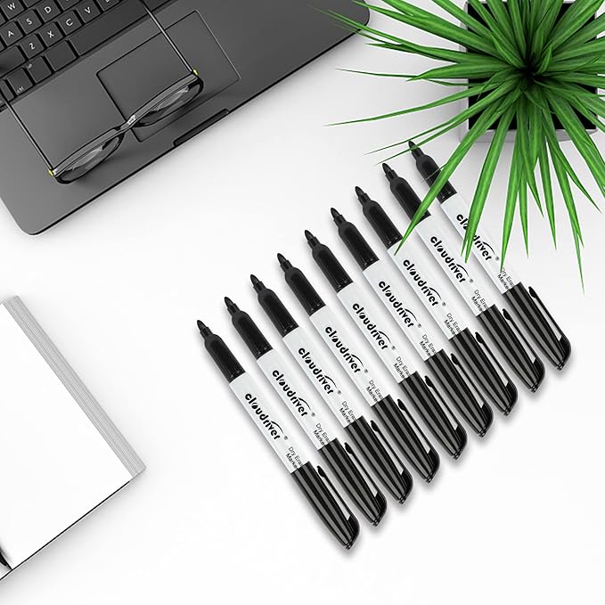 cloudriver Dry Erase Markers 128 Pack, Black Whiteboard Markers, Fine Tip, Low Odor, Bulk Dry Erase Marker For Office, home and School Supplies-DeskLoop Office