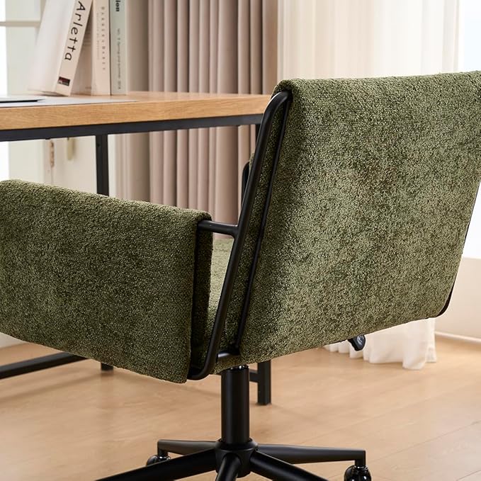 Kidol & Shellder Office Desk Chair Set of 4 with Arm, Swivel Adjustable Height with Wheels Comfortable Wide Seat for Home Office, Bedroom, Makeup Room, Green-DeskLoop Office