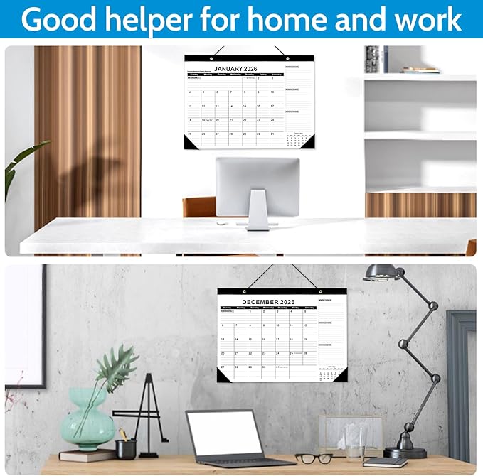 2026 Desk Calendar - Desk Calendar 2026 from Jan. 2026 to Dec 2026, Large 17" x 12" Desktop Monthly Calendar with Clear Waterproof Cover for Home School Office Desk Top Organizing-DeskLoop Office