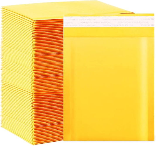 Kraft bubble mailers 6x9 Inch 200 Pack,Self-Sealing Paper Envelopes for Packaging,Strong Adhesion Envelope Mailers, Small Waterproof Cushioned Padded Shipping Bags Yellow #0-DeskLoop Office