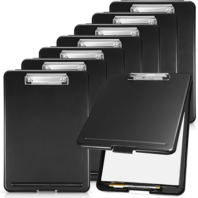 Geyee 8 Pcs Clipboard with Storage Plastic Foldable Nursing Clipboard Storage with Pen Holder 9. 5 x 13. 4 Inch Foldable Clip Board with Low Profile Clip for Student Teacher Nurse Office Supplies-DeskLoop Office