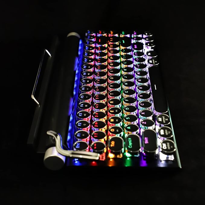 Adventurers Typewriter Style Retro Mechanical Keyboard LED Backlight 83 Keys - Image 6