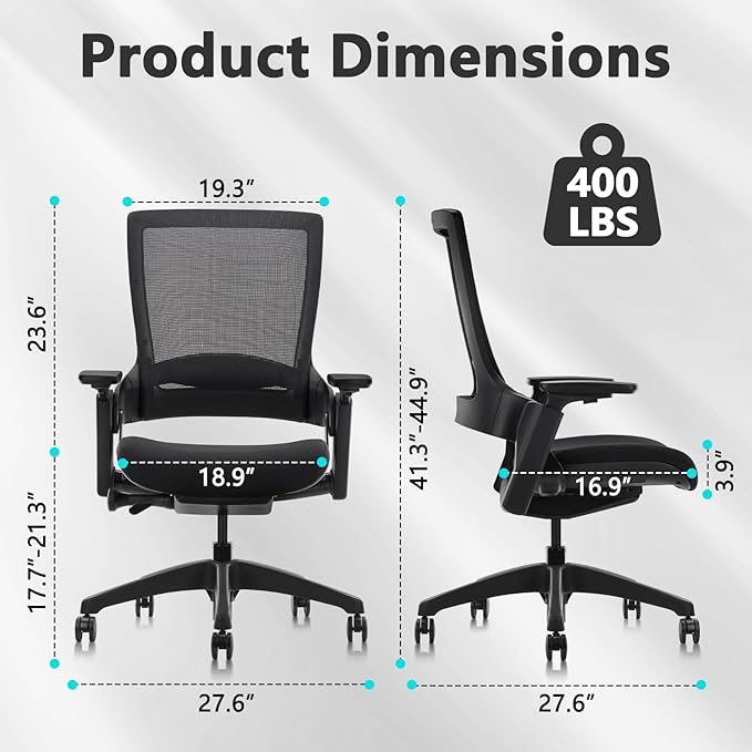 CLATINA Swivel Executive Chair, Adjustable Ergonomic Computer Chair with 3D Armrest and Lumbar Support, Mesh Backrest Task Chair for Home Office Conference Room-DeskLoop Office
