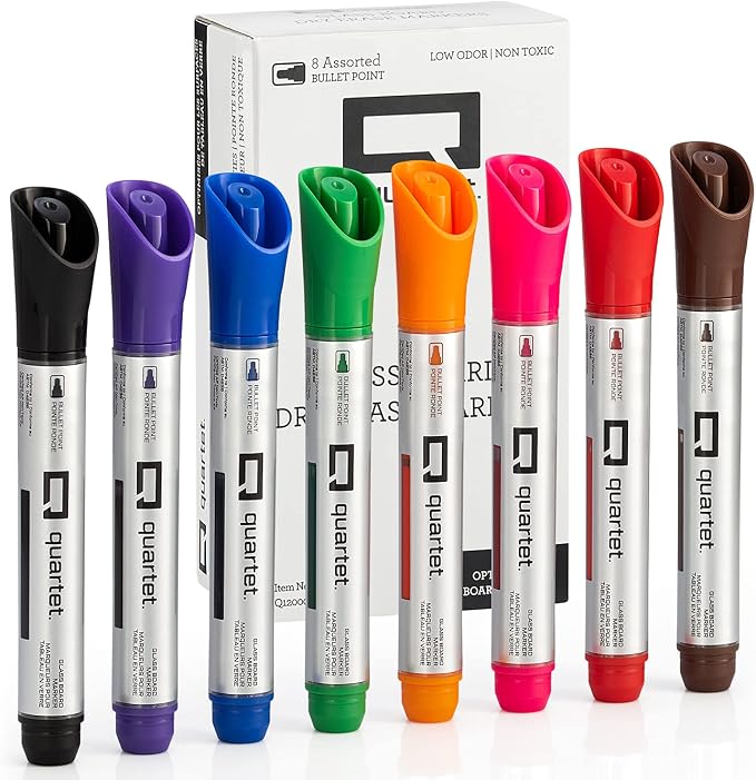 Quartet Dry Erase Markers, Glass Whiteboard Markers, Bullet Tip, 8 Pack by Quartet