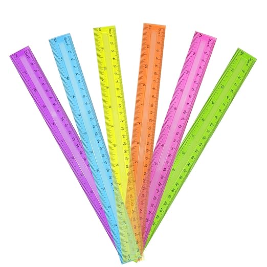 DAGONGREN 30 Pack Clear Plastic Rulers 12 Inch,Transparent Assorted Color Metric Bulk Rulers with Inches and Centimeters,Kids Ruler for School,Home,Office-DeskLoop Office