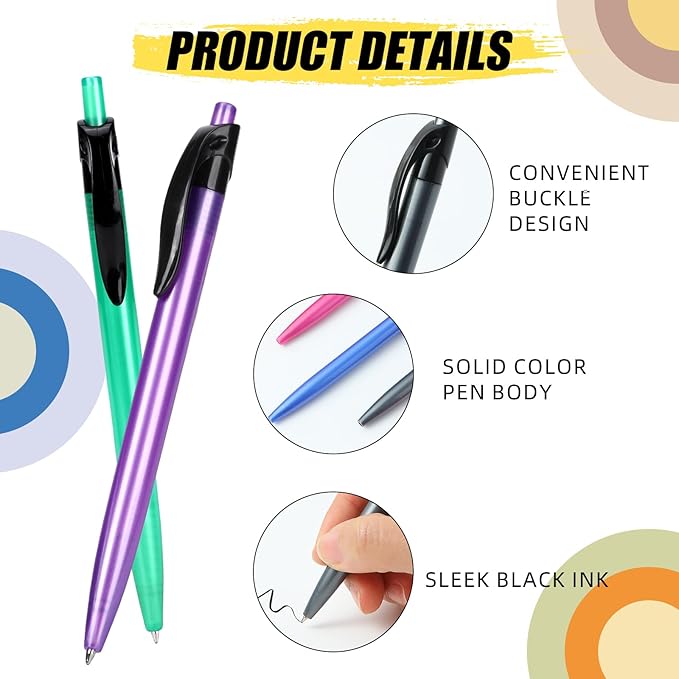 Yuxingrong Retractable Black Ballpoint Pen for Smooth Writing 1.0mm Medium Pack of 100, click pens with comfort grip, Idea for Journaling, Planner, Note Taking-DeskLoop Office