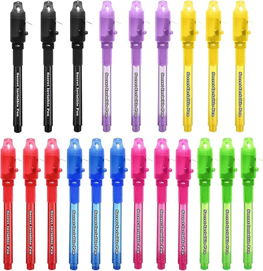 SCStyle Invisible Ink Pen 21Pcs with UV Light Magic Marker for Secret Messages, Writing Information for Birthdays, Easter, Halloween, Christmas Gifts for Students-DeskLoop Office