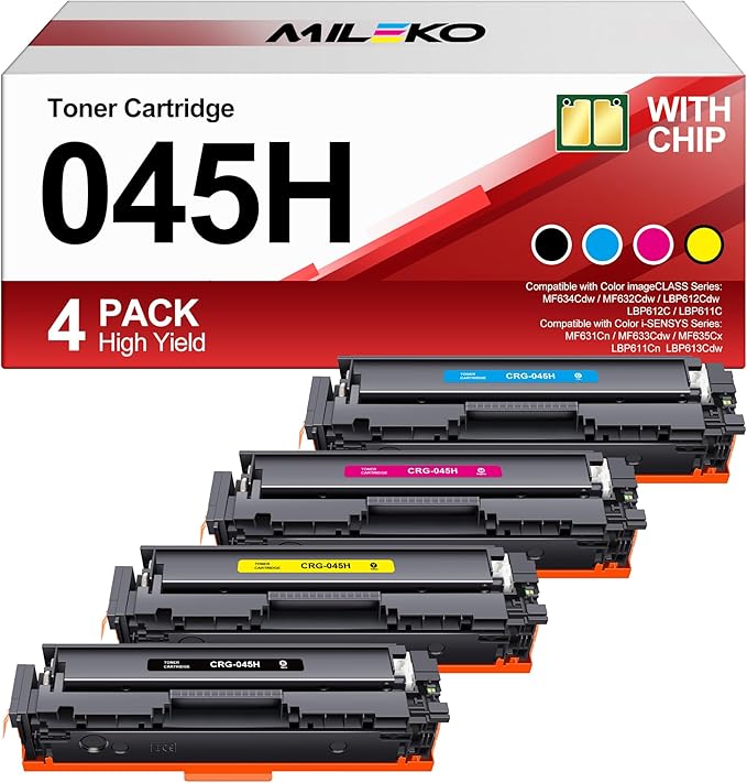 045H Toner Cartridge Set Compatible for Canon 045 Toner cartridges 045H CRG-045 for Canon MF632cdw Toner Work with Canon Color imageClass MF632Cdw MF634Cdw LBP612Cdw MF632 MF634 Laser Printer(4 Pack)-DeskLoop Office