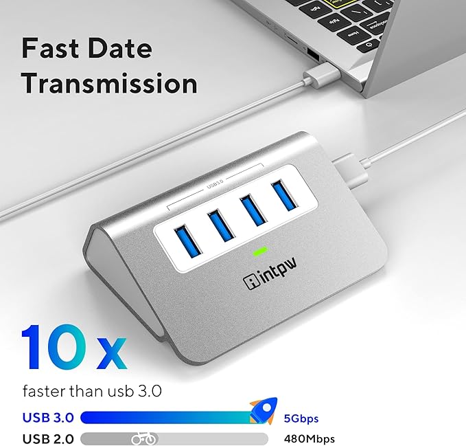 USB 3.0 Hub,Aluminum 4 Port USB Data Hub 3.0 Multi USB Port Expander Dongle USB Extension Multiport Adapter with 3.3ft Cable USB Splitter for Laptop, PC/Xbox/Flash Drive/Printer/Camera/Keyborad/Mouse-DeskLoop Office
