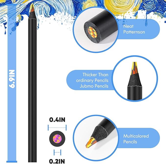 School Supplies for Teachers, 12 Color Rainbow Pencils Colored Pencils for Kid, Drawing School Supplies Fun Art Teen Girl Gifts Trendy Stuff, Art Supplies Stocking Stuffers for Kids-DeskLoop Office