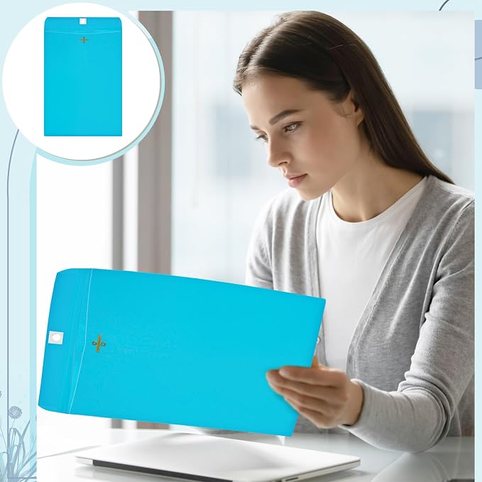 Geyee 100 Pcs Clasp Manilla Envelopes 9 x 12 Inch Gummed Colored Envelopes - Image 6