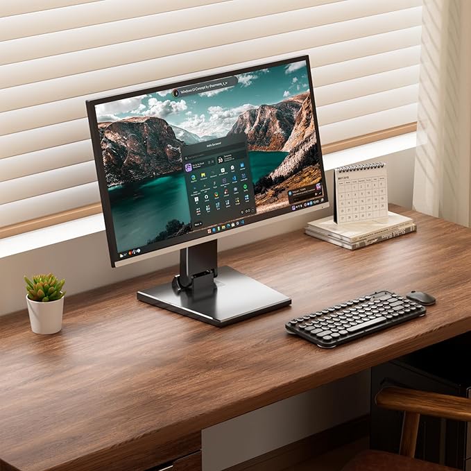 Jakeko Lay Flat Low Profile Monitor Stand - For 14-24" Screens Ergonomic Adjustable Desktop Mount With 100x100mm Compatibility-DeskLoop Office