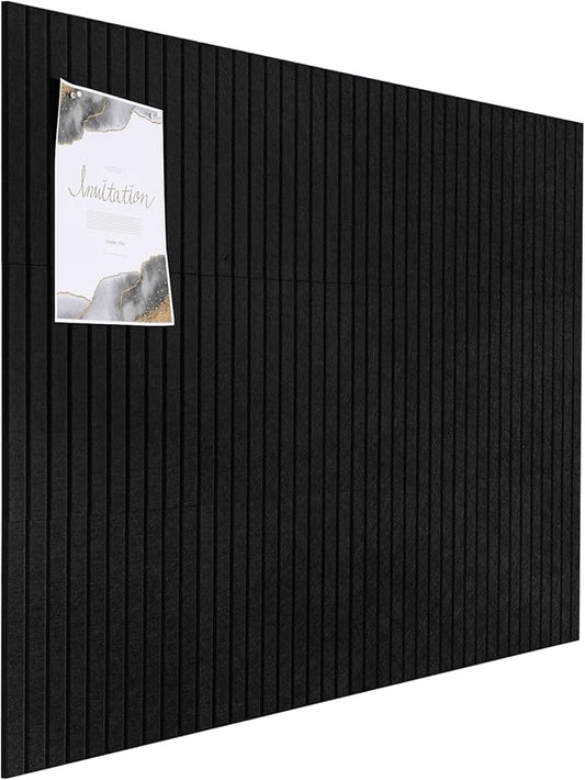 Large Cork Board Alternative, 12 Pack Felt Board with Safe Removable Adhesive Tabs Felt Wall Tiles, Large Cork Boards for Walls, Cork Board for Home Office, Pin Boards for Walls, Stripe Black-DeskLoop Office