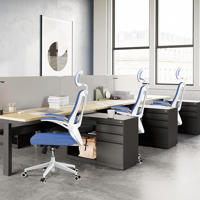 Office Chair,Ergonomic Comfy Home Desk Chair with 350LBS Capacity,High Back Gaming Chair with Wheels,Mesh Computer Chair,Lumbar Support, Adjustable Headrest,Flip-up Armrest-DeskLoop Office