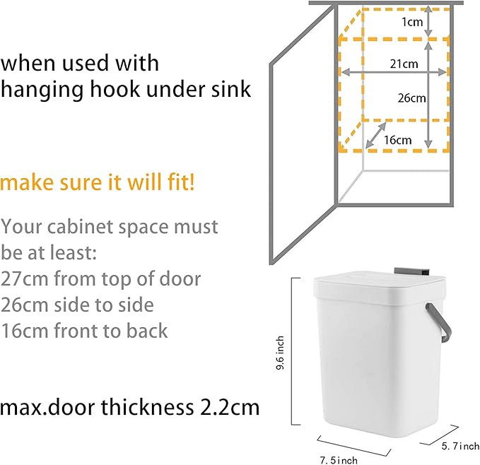 stonespace Small Kitchen Trash Can with Lid, Compost Bin Indoor Kitchen Sealed, Under Sink Trash Can, 5 L/1.3 Gallon Plastic Trash Bin, Green-DeskLoop Office