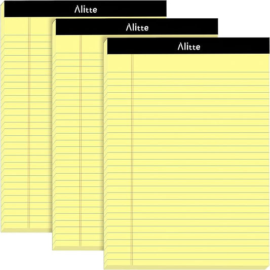 Yellow Legal Notepads 8.5 x 11, Pack of 3 - Perforated Wide Ruled Writing Pad - Premium Thick Paper, No Ink Bleeding - Blank Legal Pads For Home, Office, School, Business - 50 Sheets Per-DeskLoop Office