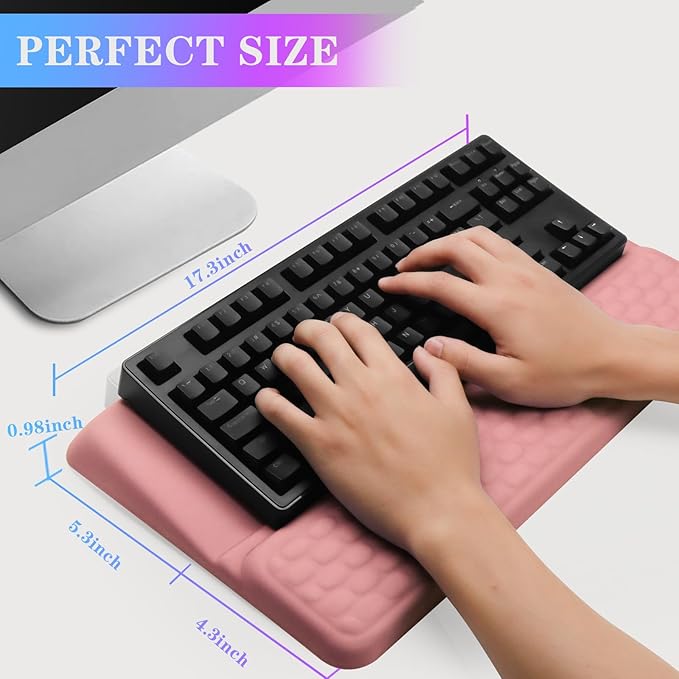 Computer Keyboard Stand with Wrist Rest, Ergonomic Tilted Keyboard Holder - Keyboard Riser with Wrist Pad - Keyboard Tray Support for Office Home - Pink-DeskLoop Office
