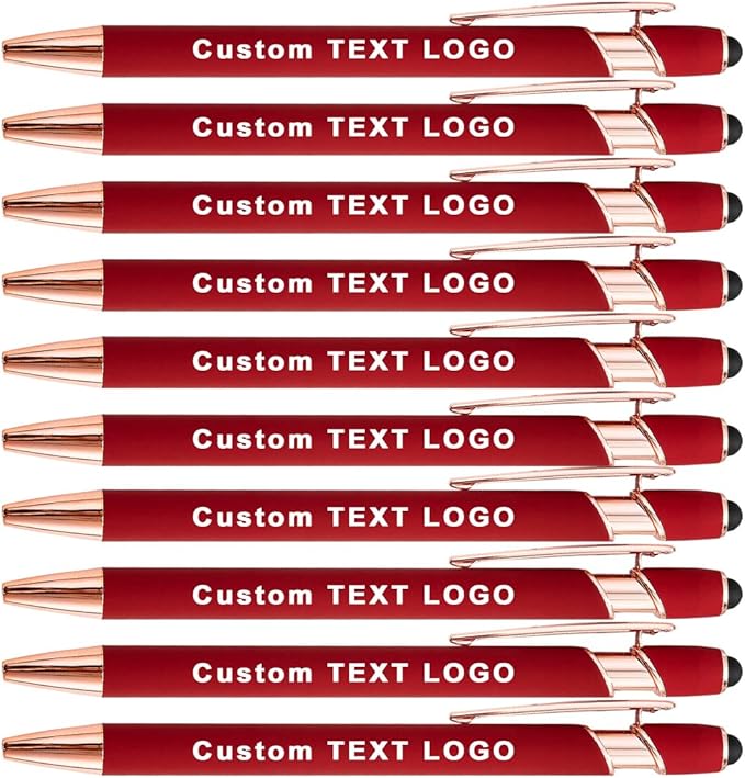 Custom Engraved Ballpoint Pens Bulk, Personalized with Name/Logo, Black or Blue Ink, Smooth Writing for Office, School, Business, Church, Reunion 20 Pcs Red-DeskLoop Office