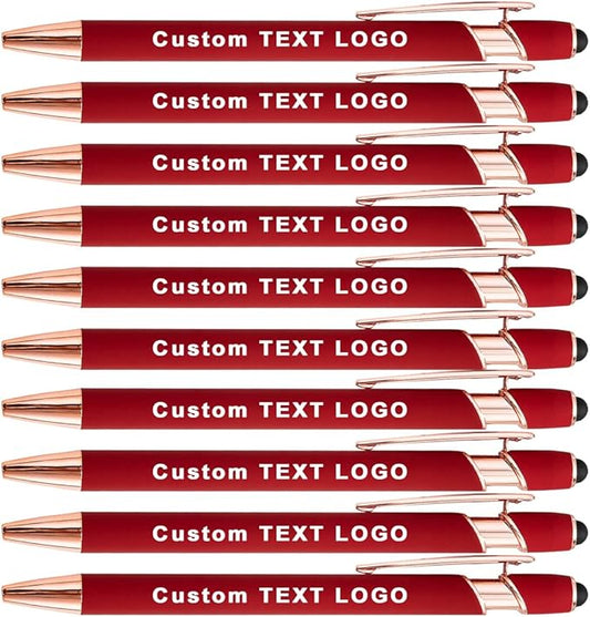 Custom Engraved Ballpoint Pens Bulk, Personalized with Name/Logo, Black or Blue Ink, Smooth Writing for Office, School, Business, Church, Reunion 50 Pcs Red-DeskLoop Office