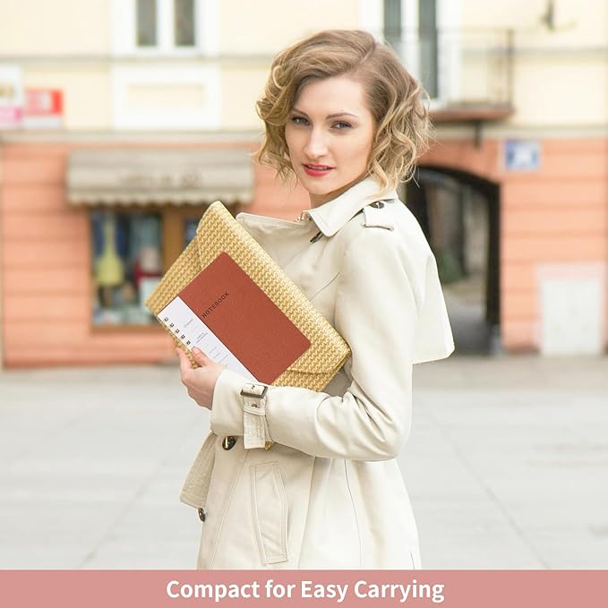 Spiral Notebook-5.75" x 8.125" Journal with Back Pockets and 160 Lined Pages,PU Leather Cover Business Journal, Twin-Wire Binding Notebook Perfect for Office & Home School Supplies-DeskLoop Office