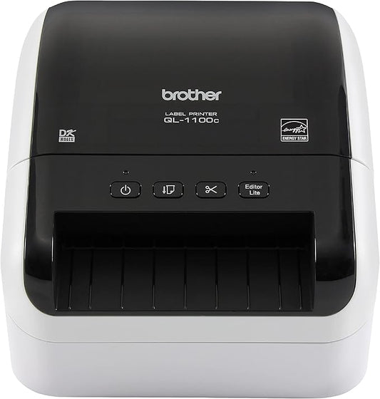 Brother QL-1100c Wide Format Label Printer, Shipping & Postage Labels 4” x 6”, Barcode & QR Code, High Speed, Direct Thermal Printing, Compact, uses DK Drop-in Label Rolls, USB Connectivity-DeskLoop Office