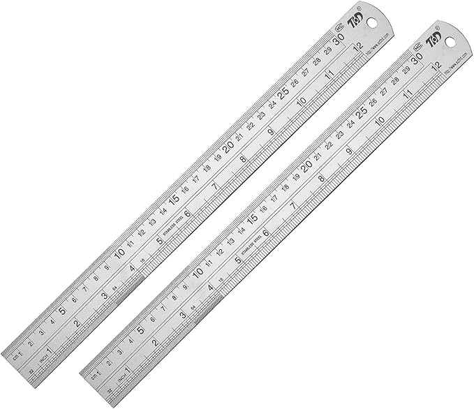 ZZTX Metal Straight Edge Ruler Set - Stainless Steel 12 Inch Rulers - Bulk 2 Pack-DeskLoop Office