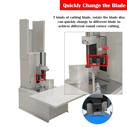 Electric Round Corner Cutter, Heavy Duty Fillet Paper Punch with Foot Pedal & Metal Protective Cover, R3-R9 Cutting Radius, Electric Corner Rounding Machine for PVC Name Card 1.97in Thickness-DeskLoop Office