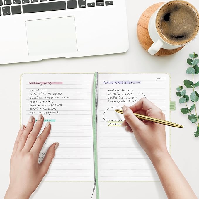 &And Per Se Lined Journal Notebook for Women&Men with Pattern, 160 Pages 100GSM Thick Paper, A5 Hardcover Journals for Writing(Light Green)-DeskLoop Office