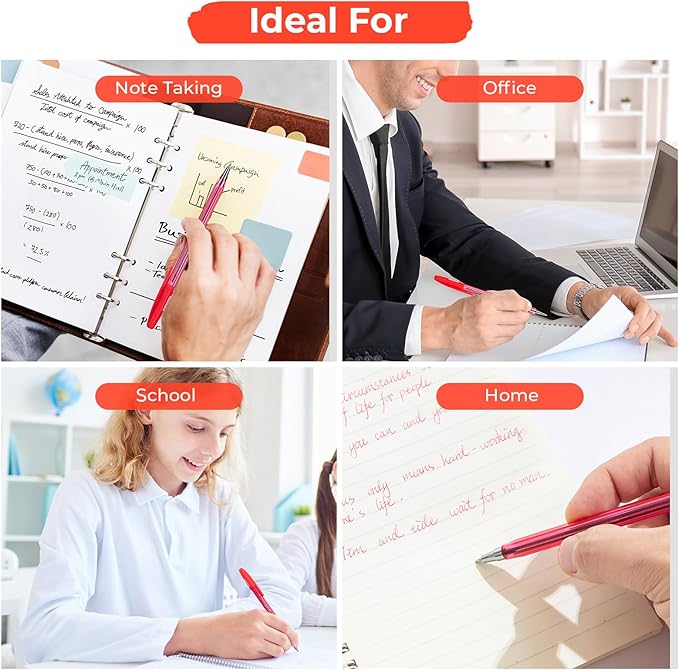 M&G Ballpoint Pens, Red Ink Ballpoint Pens Fine Point 0.7mm, Ball Point Pens Bulk Smooth Writing with Anti-Slip Grip & Plug-In Cover for Journaling Office Supplies School Women Men (40 Pack)-DeskLoop Office