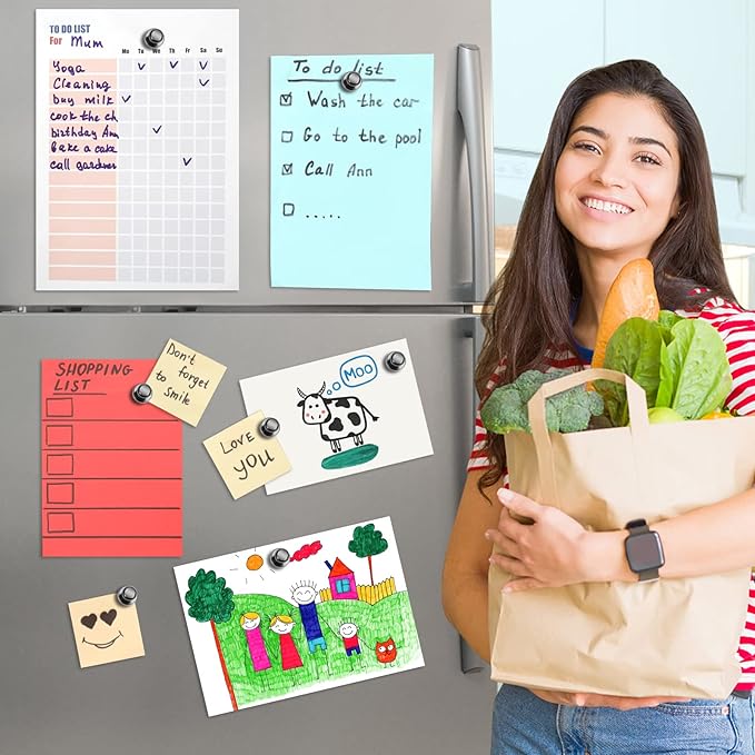 Pack of 24 Black Fridge Magnets Strong Refrigerator Magnets Push Pins Magnets for Whiteboard Office Classroom Map Kitchen Office Locker-DeskLoop Office