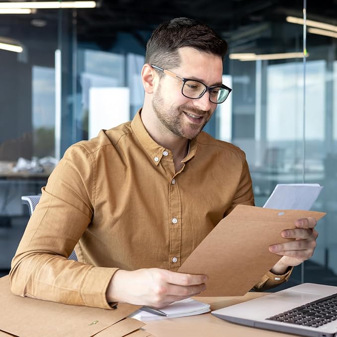 Teling 50 Pcs Manilla Envelopes Clasp Kraft Catalog with Closure for Storing Mailing 28 lb Kraft Envelope Paper for Office Document School Business Home(Brown,9 * 12)-DeskLoop Office