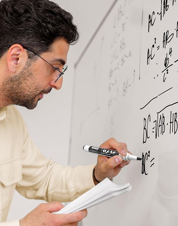 SFAIH Dry Erase Markers Chisel Tip with Magnetic Whiteboard Eraser, 48 Bulk 12 Assorted Colors White Board Markers for Teachers, Versatile Lines, 1s Quickly Dry, Perfect for Classroom and Office-DeskLoop Office