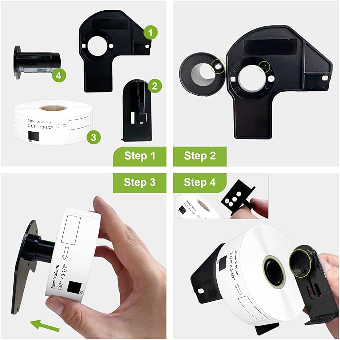 Compatible Standard Address Labels Replacement for Brother DK-1201 (1.1" X 3.5ā), Use with Brother QL Label Printers (12 Rolls + 1 Reusable Cartridge, 400 Labels/Roll)