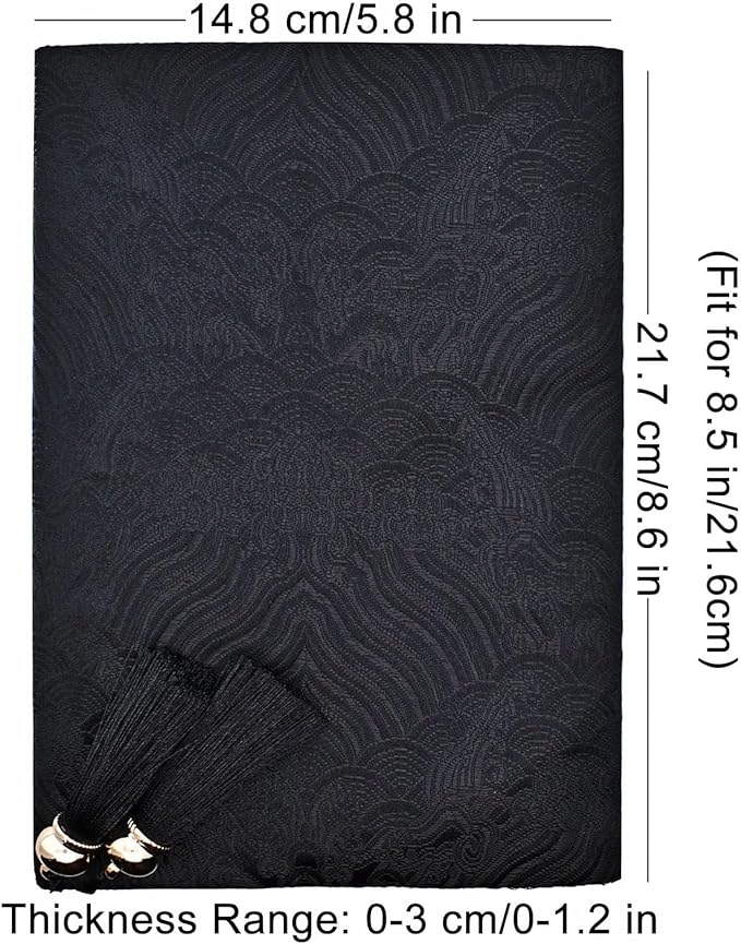 BLBMH 5.5x8.5 inch Book Covers with Bookmarks Adjustable Fabric Paperbacks Book Covers for Privacy Hardcover Softcover Novels Notebook Book Lovers Gifts - Chinese Black 8.5in-DeskLoop Office