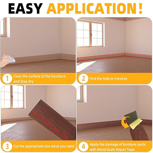 GSCIT Club Wood Grain Repair Tape, 2.4 inch X 50ft Self Adhesive Cherry Grain Repair Patch for Tables, Chairs, Baseboards, Doors, Windows, Floors, Handicraft DIY.-DeskLoop Office